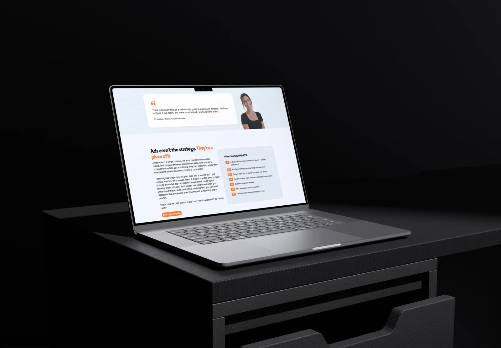 BTR Media page shown on a laptop