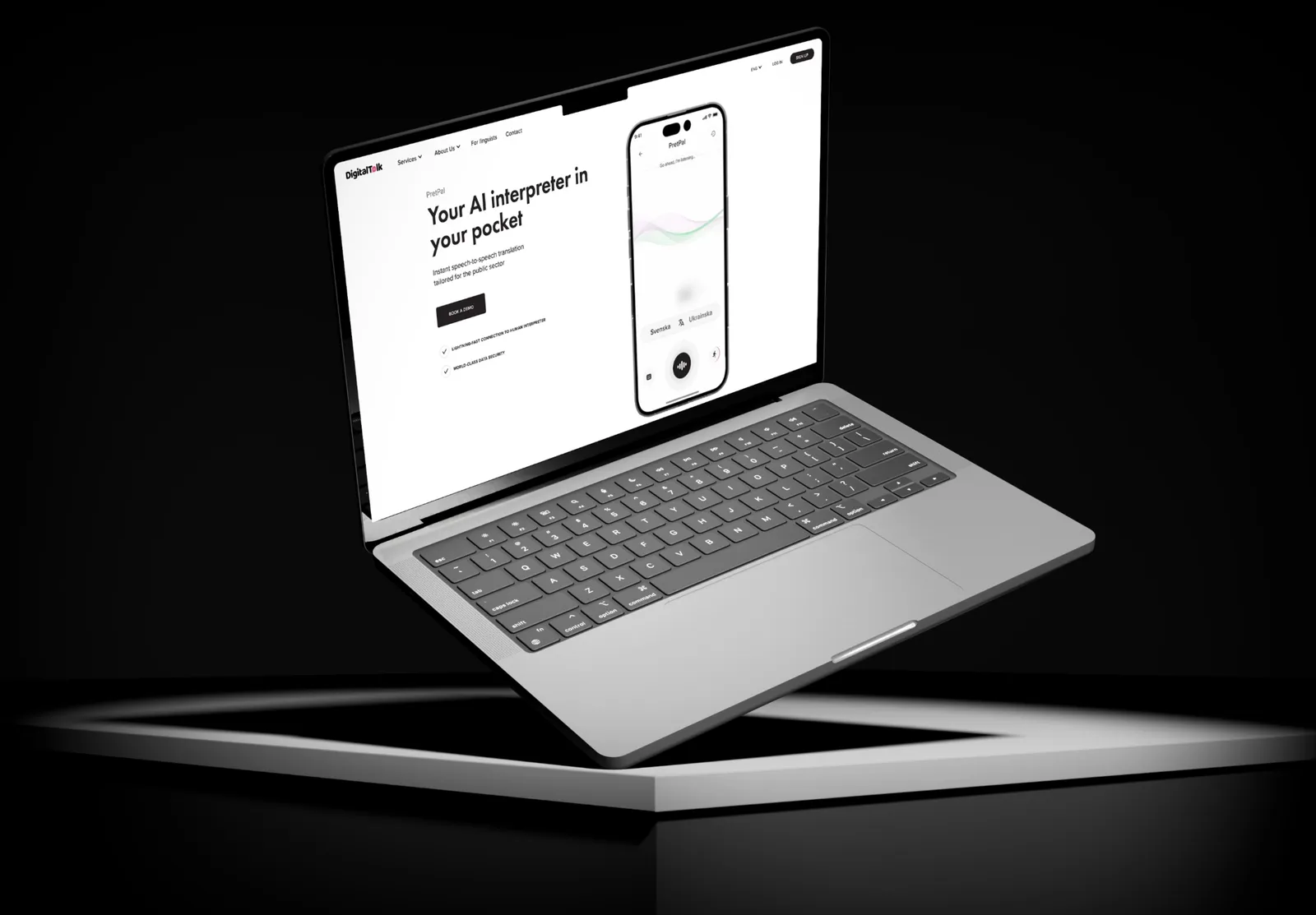 DigitalTolk AI interpreter page on a laptop