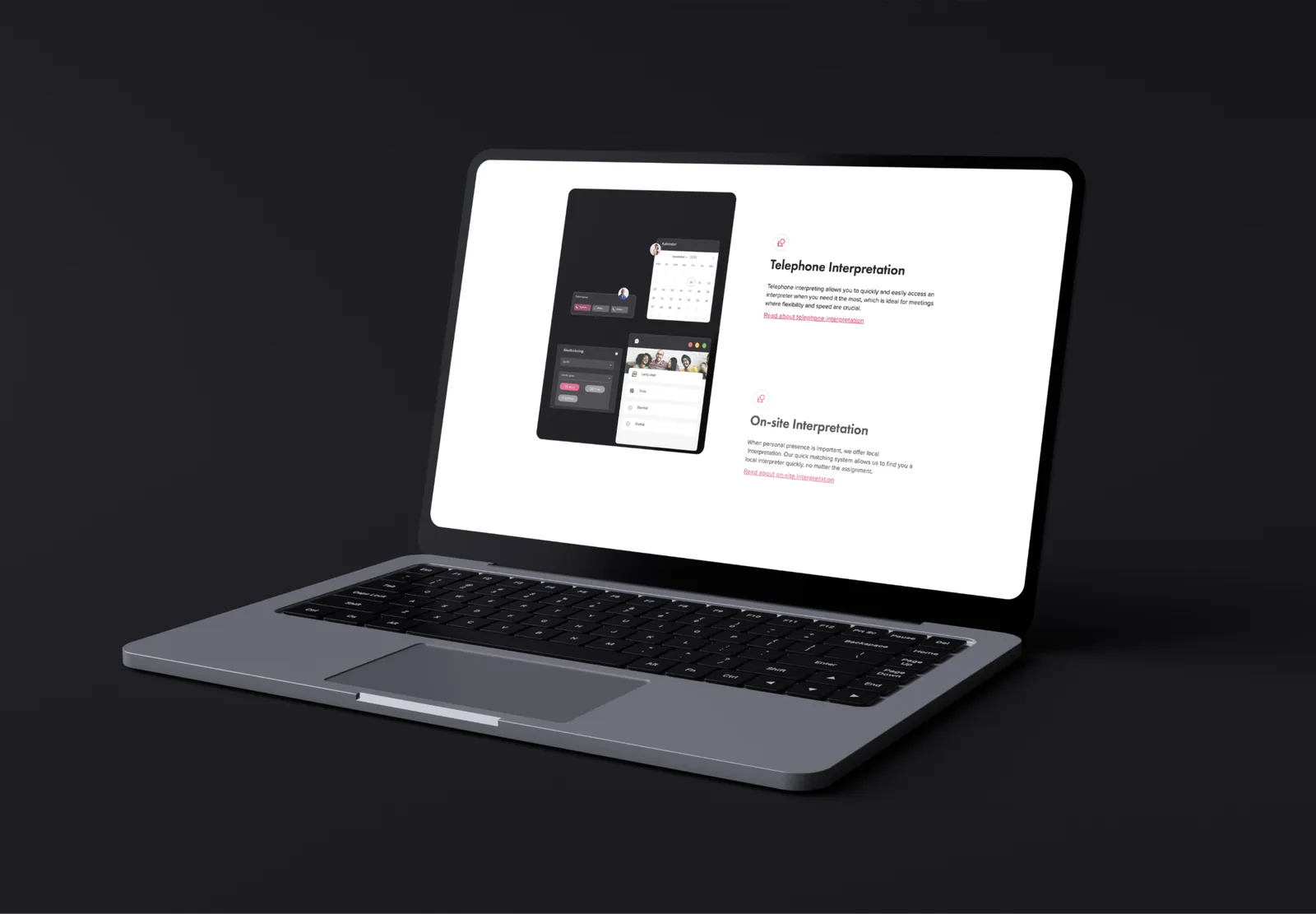 DigitalTolk telephone and on-site interpretation page on a laptop