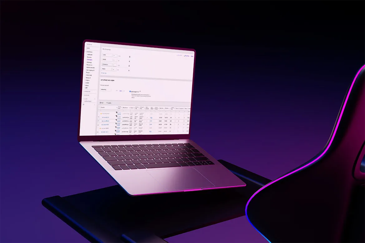Campaign table with budget controls on a laptop